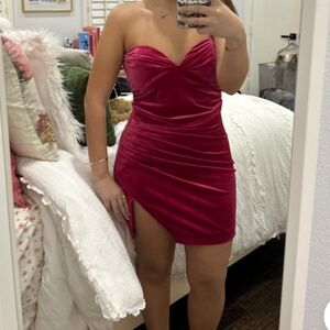 Velvet pink mini dress